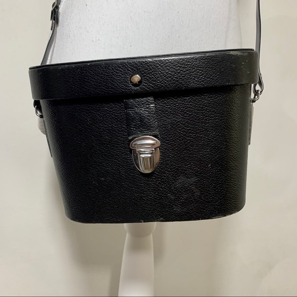 Vtg 70's Boho Chic Binocular Black Leather Case - Picture 2 of 14